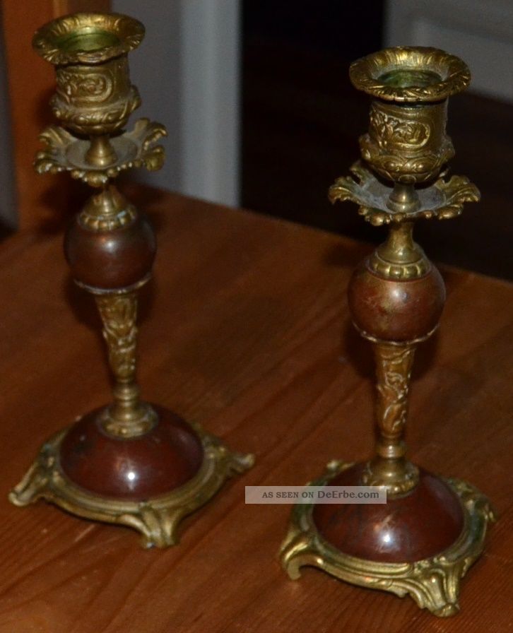 2 Alte Kerzenständer Messing 517 Metallobjekte Bild