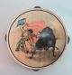 Altes Tamburin Blech Blechspielzeug Torero Stier Bunt Schöne Farben Original, gefertigt 1945-1970 Bild 1
