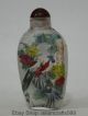 8cm China Glas Innerhalb Bamboo Vogel - Blumen - Heidelbeer - Schnupftabakflasche Antike Bild 1