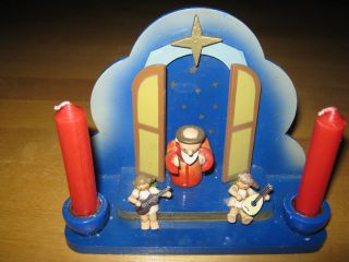 Erzgebirge Kerzenhalter Petrus Mit 2 Engel Rg Weihnachtsfigur Mit 2 Kerzen Himme Bild