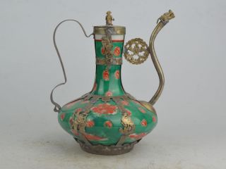 Alte Zierobjekte China Metal&porcelain,  Dragon,  Mokey Tea Pot Bild
