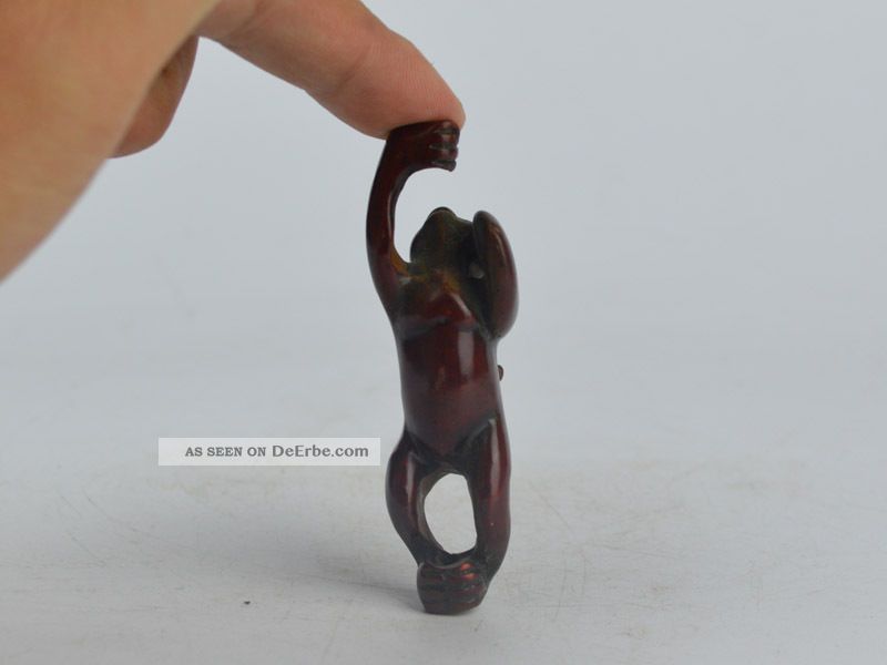 Old Wood&boxwood Carving Lebensecht Monkey Pendant Asiatika: China Bild