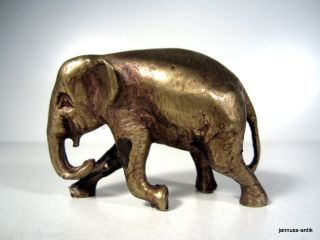 Seltene Metallfigur Elefant Bronze O.  Messing 50er Seltenes Sammlerstück Bild