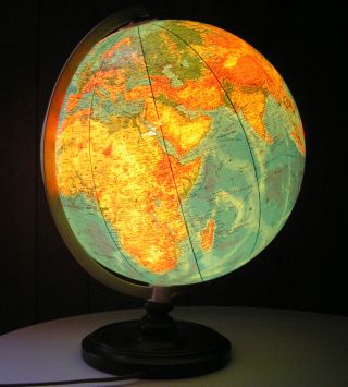 Globus Alt Erdball Weltkugel Als Lampe Bzw.  Beleuchtet 70er Jahre Holz Fuss Bild