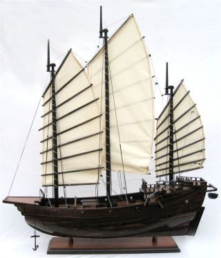 Schiffsmodell Chinesische Dschunke,  Holz Modellschiff,  73 Cm Modell,  Handarbeit Bild