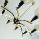 Luster 8 - Armig Sputnik Pendel Lampe Spinne Messing 50s Glas Stilnovo 1950-1959 Bild 16