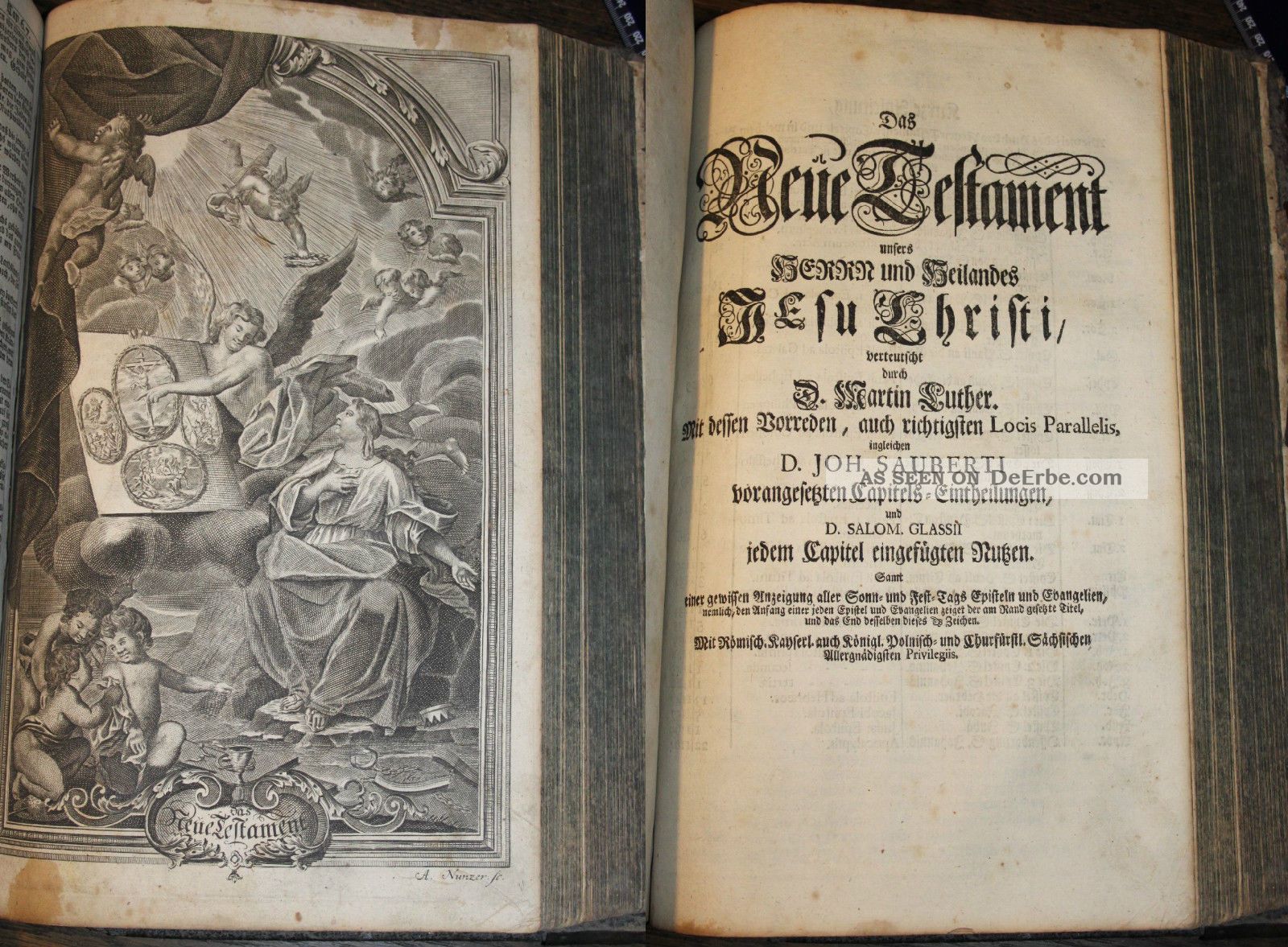 Biblia Germanica At Und Nt Dillherr Endter 1747 Textholzschnitte,  8 Kupfertafeln Antikes & Rares Bild