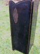 Alter Ofenschirm Kaminschirm Paravent Metall Zweiteilig Schwarz Goldrand Antike Originale vor 1945 Bild 4