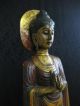 Sawadee Holzfigur Figur Buddha Mudra Thailand Asien - 105 Cm - Handgefertigt Entstehungszeit nach 1945 Bild 2