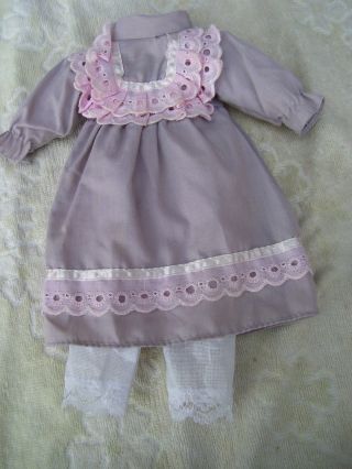 Alte Puppenkleidung Grey Pink Dress Outfit Vintage Doll Clothes 30 Cm Girl Bild