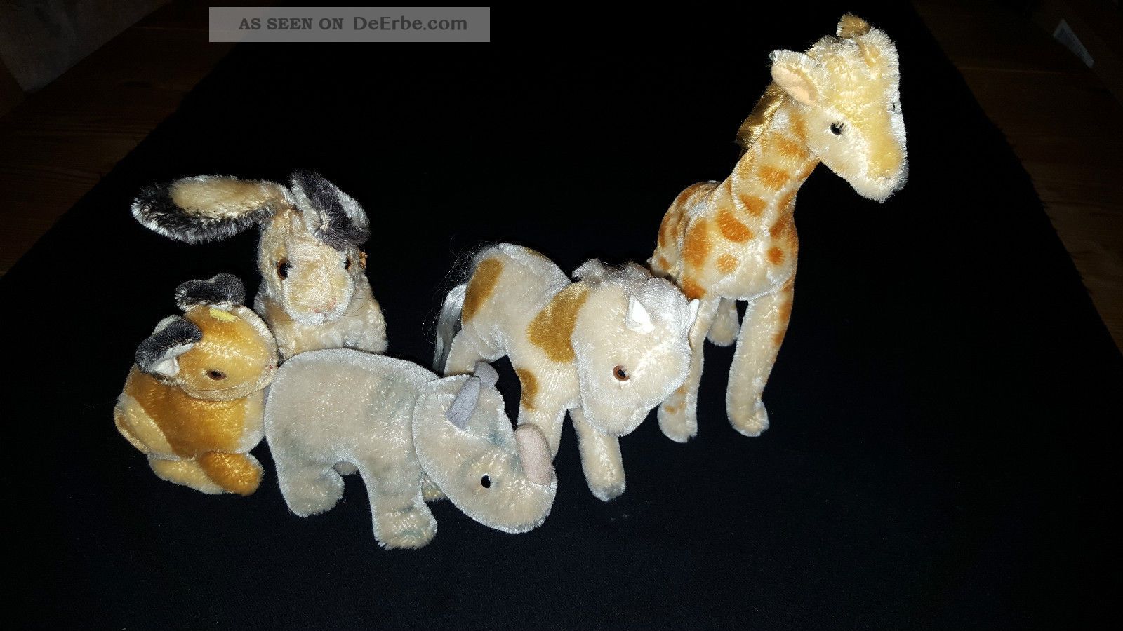 Steiff 5 Tiere Konvolut Top Ansehen Giraffe Nashorn ' Nosy ' Pony Und 2 Hasen Stofftiere & Teddybären Bild