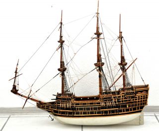 Modellschiff Galleone,  Handarbeit,  Antik,  90cm X 82cm Bild