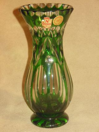 Nachtmann Bleikristall Diamantschliff Vase Tischvase Blumenvase Grün Bild