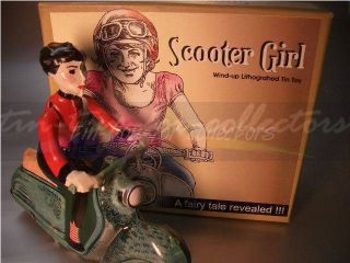 Scooter Girl Motorrad MÄdchen Motorroller Mit Uhrwerk 50er Jahre Stil Bild