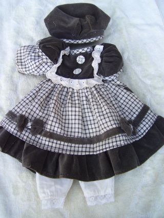 Alte Puppenkleidung Greenvelvet Dress Hat Outfit Vintage Doll Clothes 40 Cm Girl Bild