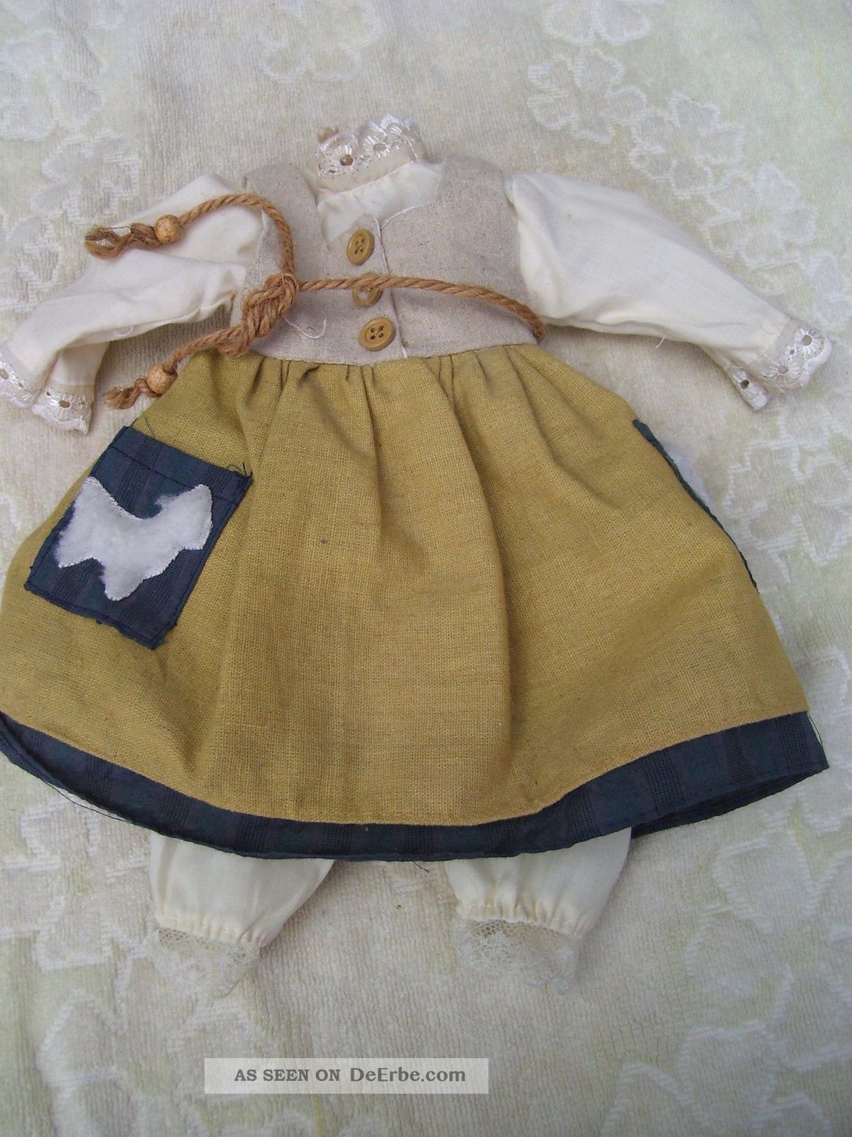 Alte Puppenkleidung Shepherd Country Dress Outfit Vintage Doll Clothes 40cm Girl Original, gefertigt vor 1970 Bild