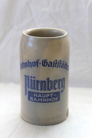 Uralter Keramik Bierkrug Krug Bahnhof GaststÄtten NÜrnberg Um 1930 /50 Bild