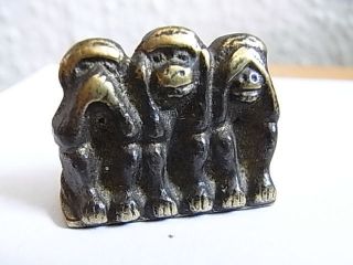 Alte Miniatur Bronze Figur 3 Affe Bild
