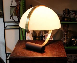 Rar Design Tisch Lampe Leuchte - Weisser Schirm Messing Hals - Art Deco Bild
