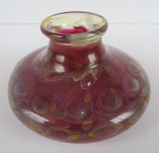 Überfangglas Vase Mundgeblasen Handarbeit Eisch Pfauenauge Unikat Bild