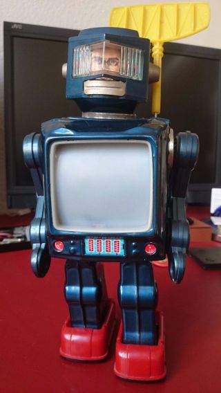 Horikawa Plastic Television Robot T.  V.  Tv Roboter Blechspielzeug Japan Bild