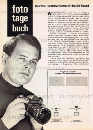 Isco Objektiv Iscorama Kleinbild Breitbildverfahren - Bericht Von 1967 Bild