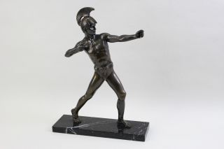 Gladiator - Römer - Dekorative Metall - Guss - Eisen Figur Auf Marmor Pinte Bild