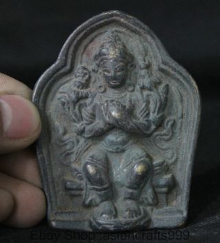 Tibet Buddhismus Bronze Maitreya Buddha Guan Yin Statue Anhänger Tangka Bild