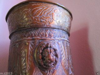 Antike Boden Vase Schirmständer Messing Um 18 Jahrhundert Hand Verziert - 57 Cm Bild