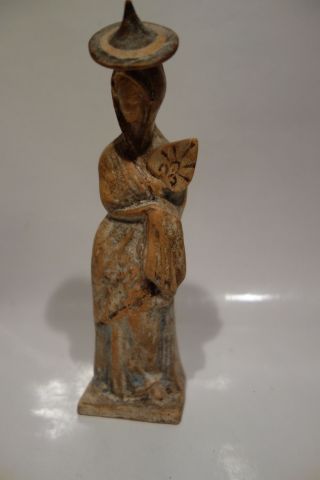 Griechische Statuette Tanagra Figur Tanagraerin Ton 18 Cm Bild