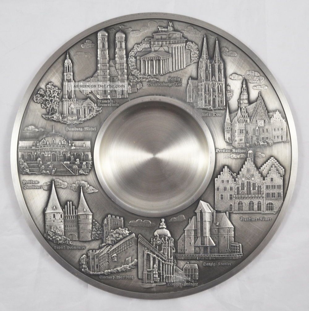 Sks Design Zinnteller: Deutsche Städte / Wahrzeichen (pewter Plate) 95 Zinn Gefertigt nach 1945 Bild