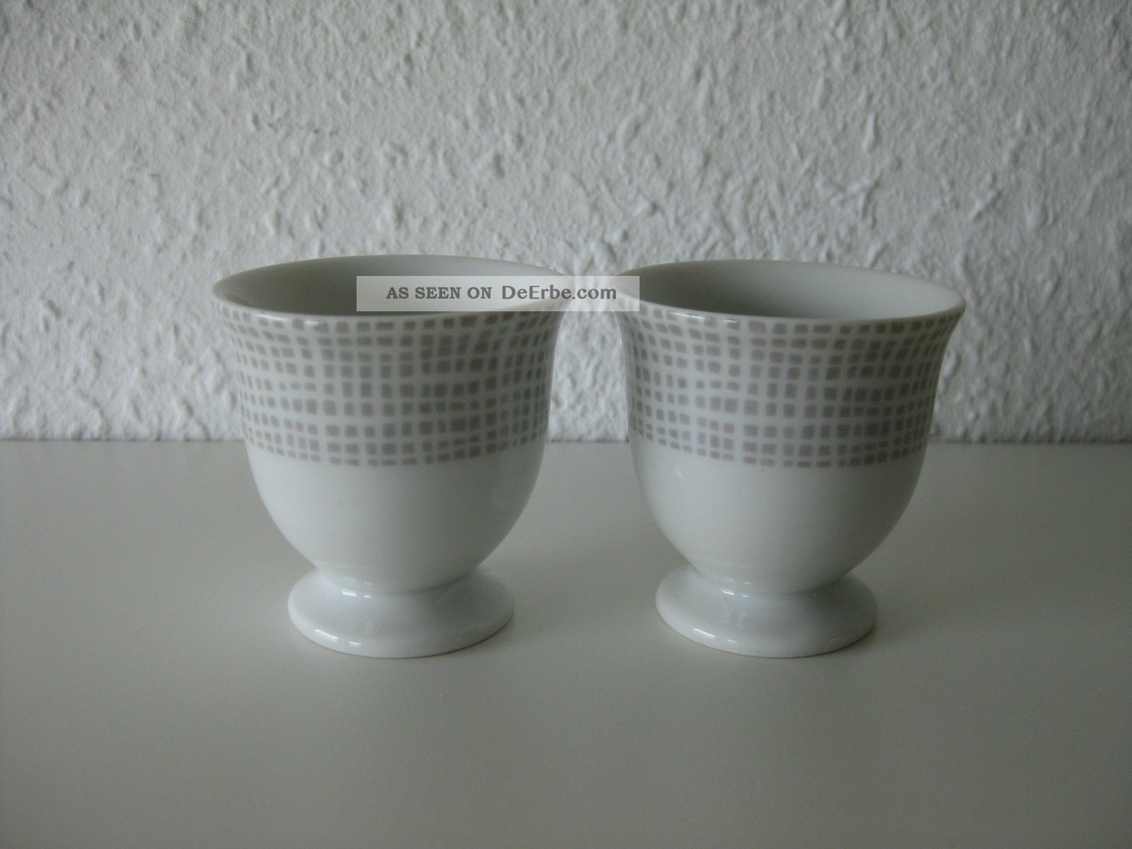 2 Porz.  - Eierbecher Thomas Exquisit Bastdekor Grau 50er - Sammlungsauflösung 1950-1959 Bild