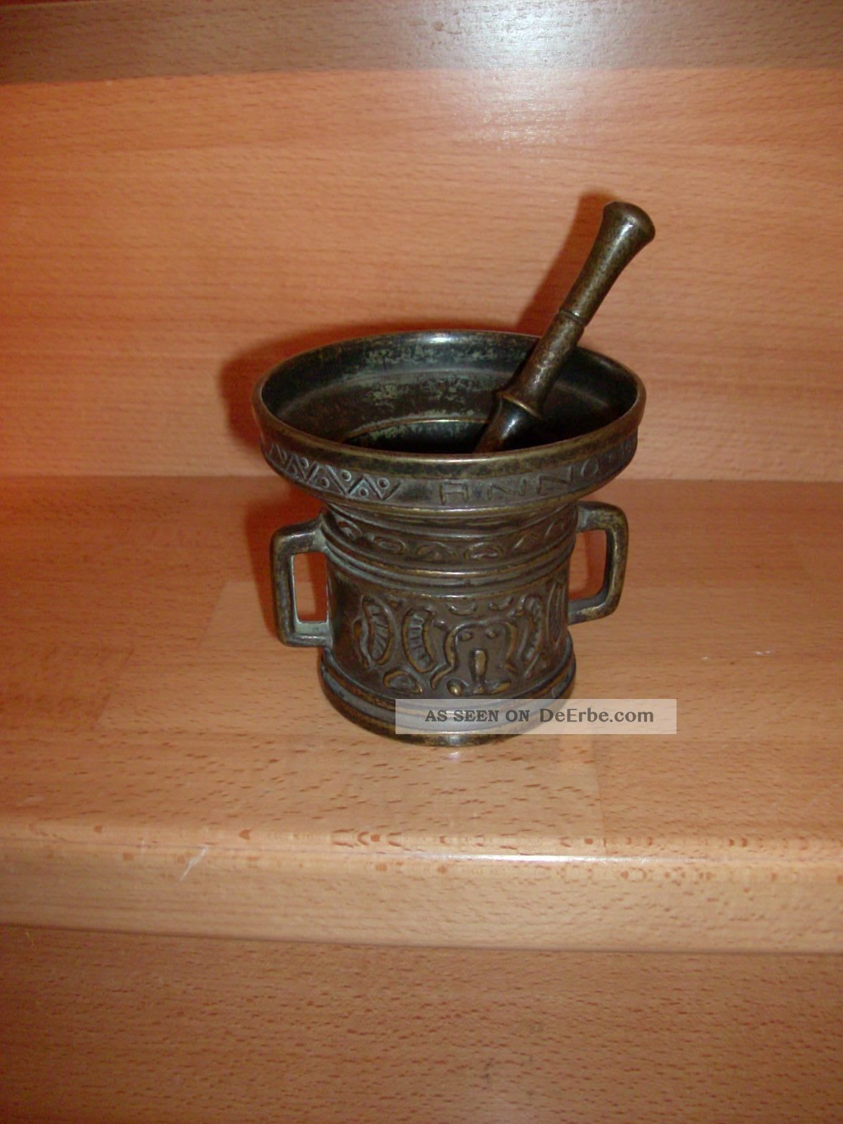Antik Mörser Messing Bronze Stößel Pistil Apotheke Deko Niette Verwin Arzt & Apotheker Bild