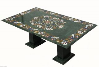 122x76 Cm Pietra Dura Couchtischtisch Florentiner Mosaik Table Afghanistan Green Bild