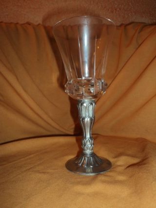 Sammlerstück Pokalglas Kelch Fußbecher Bleikristall Metallfuß Art Déco Vintage Bild