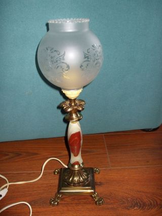 Tischlampe Antik Ital.  Jugendstil Alabaster Messing Bakelit Stecker Bild