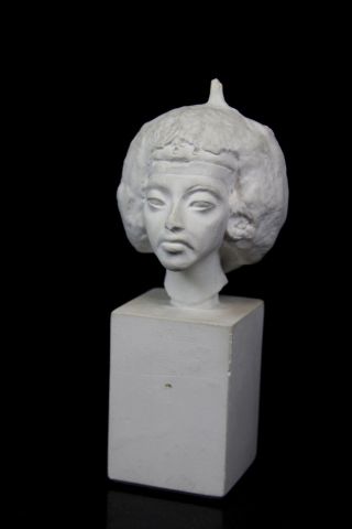 Replika Königin Teje Ägypten Mutter Echnatons Gips Büste Skulptur M.  Sockel 15cm Bild