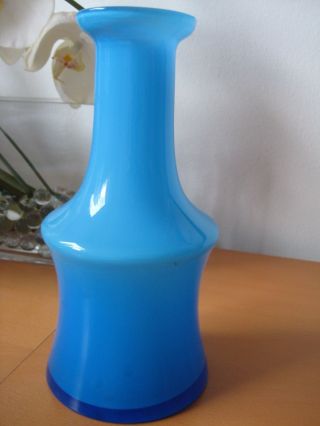 Holmegaard Kristallglas Vase 21 Cm Hoch Hellblau Überfang Innen Weiß Bild