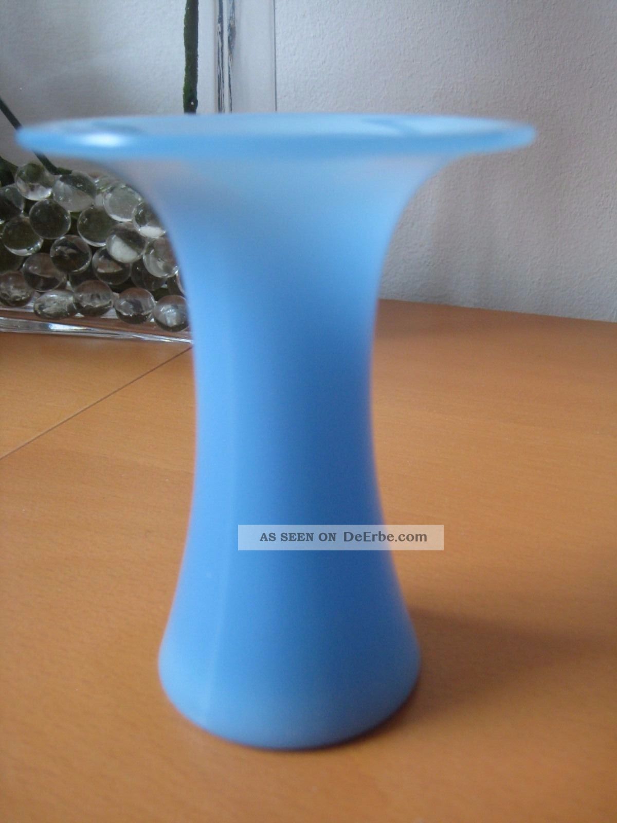 Holmegaard Schweden Vase Himmelblau Hellblau Überfang Kristall Mit Label Sammlerglas Bild