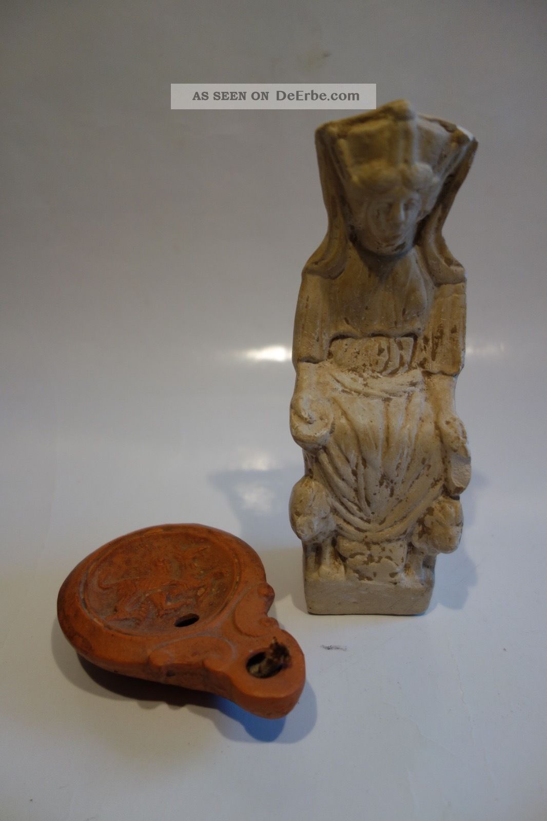 Römisch Germanische Matrona Statuette Hausaltar Ccaa Öllampe Mit Docht Larp Antike Bild