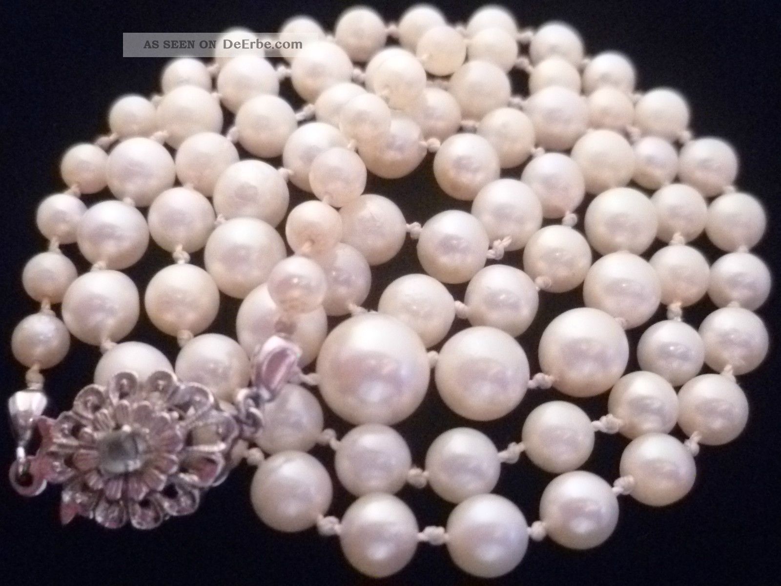 1 Tag Elegante Echte Perlenkette Mit 585er - Goldverschluss,  Akoya - Perlen,  Nachlass Ketten Bild