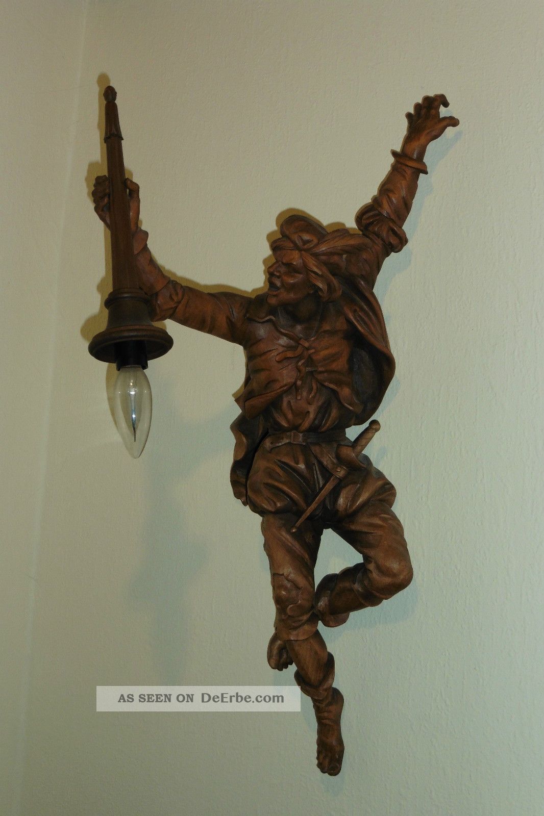 Holzfigur Bergsteiger Kletterer Fackel Holz Figur Geschnitzt Holzschnitzerei Holzarbeiten Bild