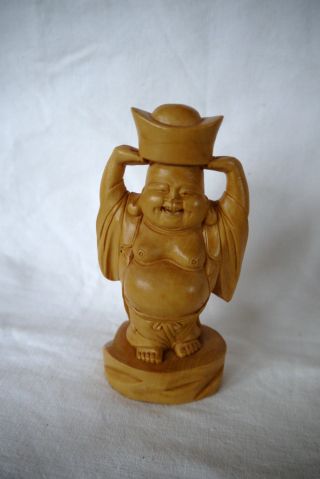 Alter Buddha,  Holz,  Holzschnitzerei,  Natur,  Gelackt,  H 12cm,  Toll,  Anschauen Bild