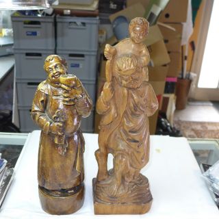 2 Klassische,  Geschnitzte Holzfiguren,  36 / 43 Cm Bild