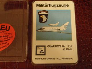 Neue Nürnberger Spielkarten 70er Jahre Ouartett Nr.  1724 Militärflugzeuge Bild