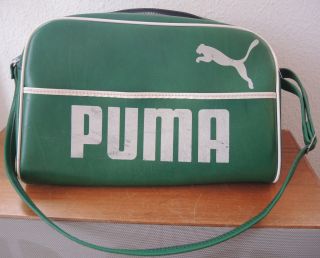Sporttasche Tasche Puma - - 80s 80er - - Grün Weiß - - Selten - - Vintage Bild