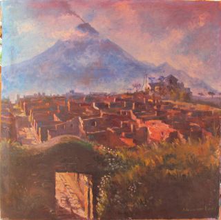Pompeji Vesuv Neapel Altes Ölgemälde Sign.  Adrian Van Hees Dr.  Gerlach Bild