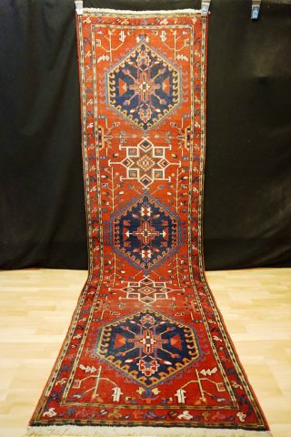 Alter Antiker Heriz Läufer Orient Teppich 340x98 Kazak Tappeto Rug 5759 Carpet Bild