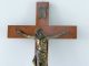 Kruzifix 1950/60 Holz & Metall - Wandkreuz - Jesus Am Kreuz 40 Cm Skulpturen & Kruzifixe Bild 1