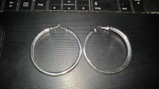 Paar Runde 925 Silber Ohrringe Ohrschmuck Creolen Bild